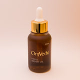 Nasal oil bottle with gold dropper, 50 mL, amber-brown glass, OmVeda label
