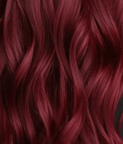 OmVeda herbal hair colour, Shiraz red wine; burgundy hair strands close-up