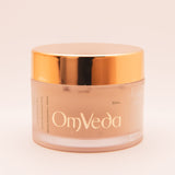 OmVeda Luminous (Pearl) Mask 50ml cream jar with gold lid, front label