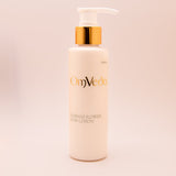 OmVeda Radiant Flowers body lotion bottle with pump, gold cap, 150 ml