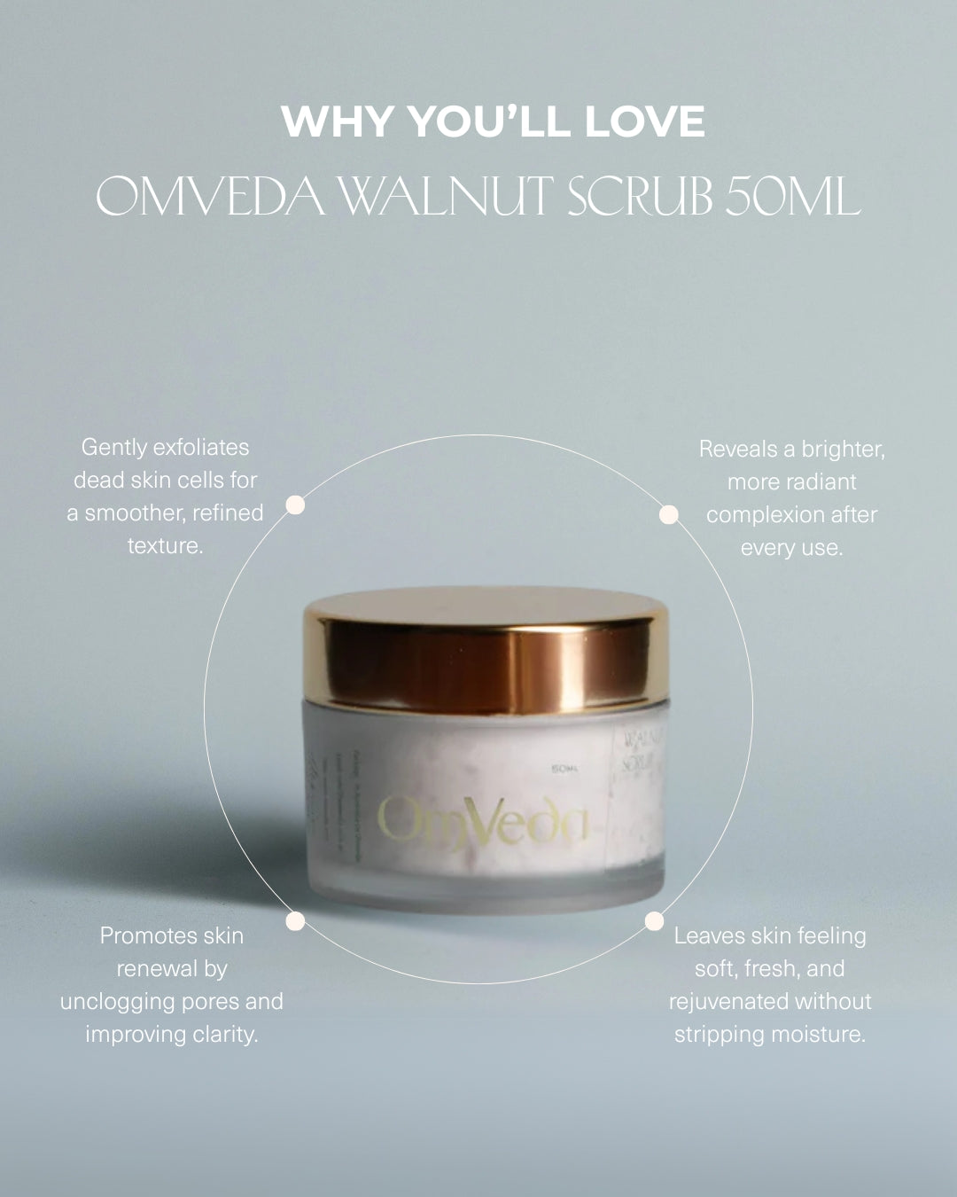 OmVeda Walnut Scrub 50ml (Exfoliating Scrub for Face)