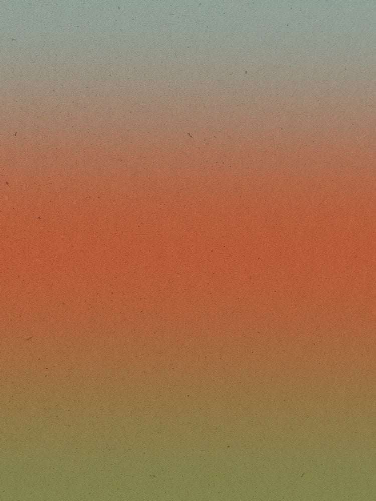 A square color swatch showing a smooth vertical gradient transitioning from pale mint green at the top, through orange in the middle, to muted olive green at the bottom.