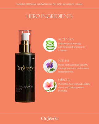 OmVeda Personal Growth Hair Oil (Neelini Hair Oil) 100ml - OmAyur Wellness