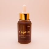 Saffron facial oil bottle with dropper, dark amber glass and gold cap; 50ml
