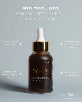 OmVeda Restore (Saffron) Facial Oil 50ml - OmAyur Wellness